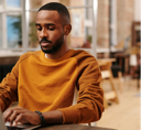 A consultant working from a cafe